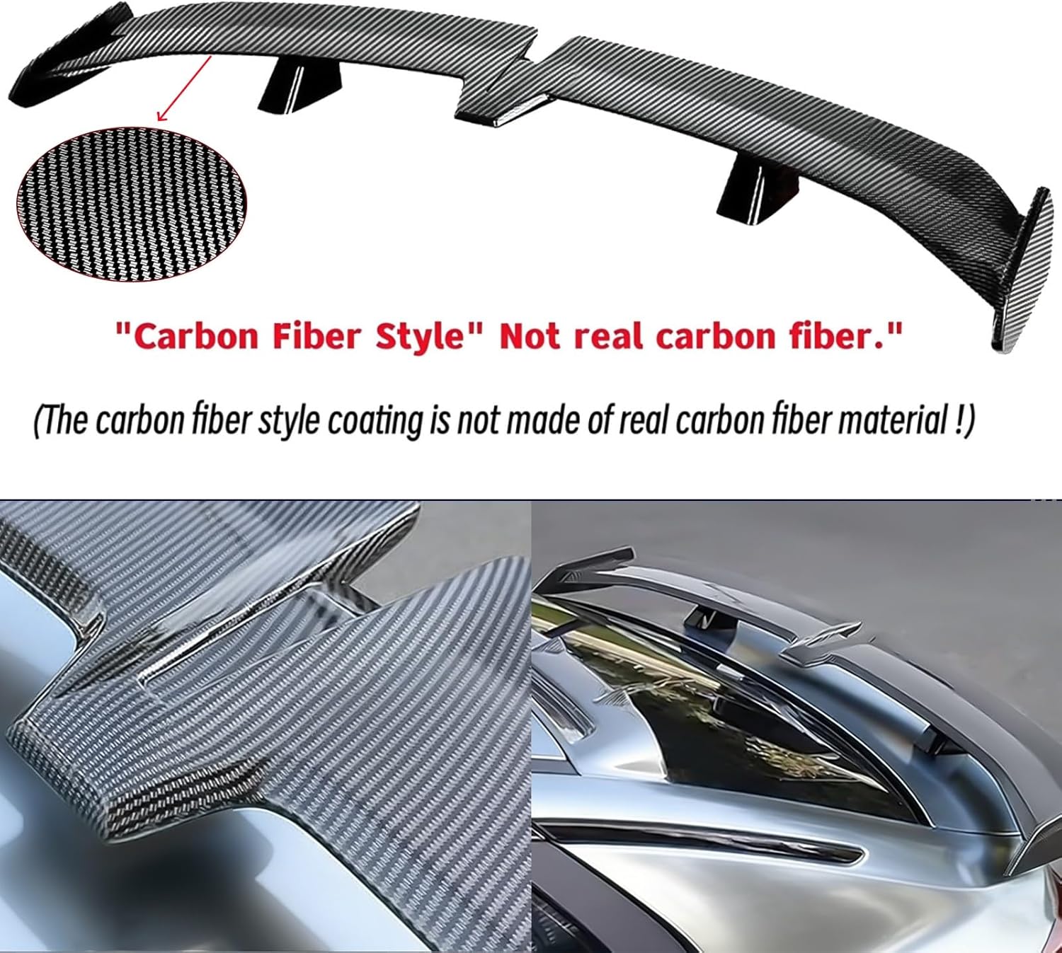 STSEV01 Universal 55" Rear Spoiler Wing GT Racing Spoiler DeckLid Lip Exterior Accessories Fit For Mazda Nissan Sentra Toyota Camry Corolla Honda Civic Accord BMW 3 Series Mercedes (Carbon Fiber Look)