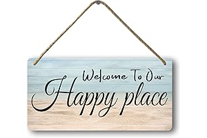 Welcome To Our Happy Place - Personalized Wooden Door Sign - Summer...