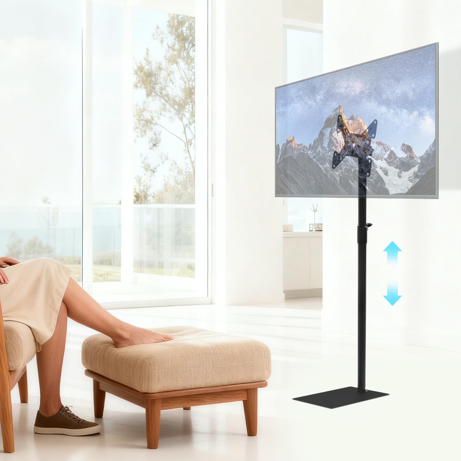 Soporte de TV de pie para TV, altura y ángulo ajustable, compatible con televisores de 14 a 43 pulgadas, capacidad de carga de 20 kg