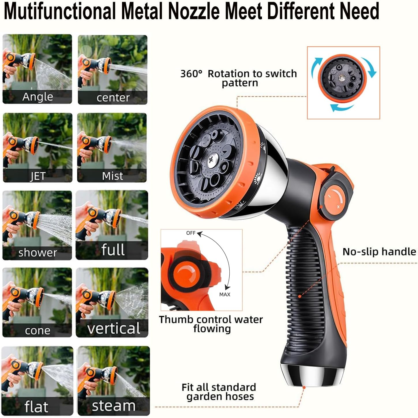 Garden Hose 50FT,Heavy Duty Stainless Steel Water Hose With