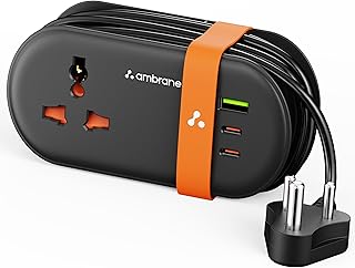 Ambrane Foldable Extension Board, 2 Type C & USB, Perfect for Office, Kitchen, Travels, Charge 4 Devices, Compact Size, AC... Price In India
