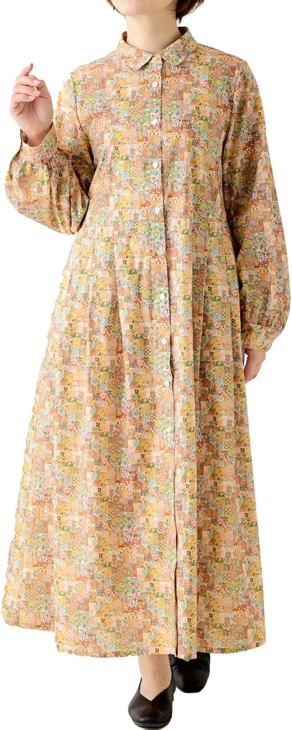 ＬＩＢＥＲＴＹ　リバティ　 半袖シャツワンピース コットン リバティ エリジアン 仕立て 半袖 スタンダード シャツワンピース