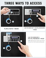 Vista 6 de Caja de seguridad grande a prueba de fuego impermeable de 6.0 pies cúbicos para documentos de oficina, caja de seguridad oculta de acero resistente
