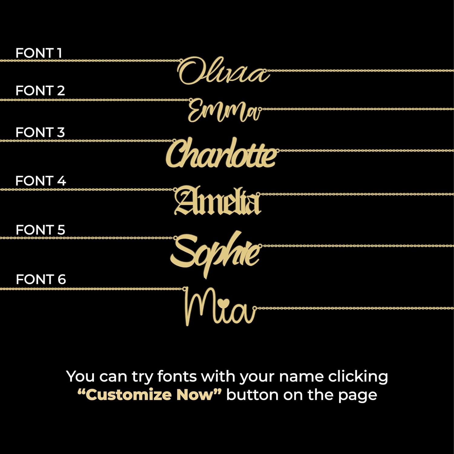 MIONZA Personalized Name Necklace For Women, Name Necklace Custom, Nameplate Pendant, Solid Gold and Gold Plated Options Gift for Her