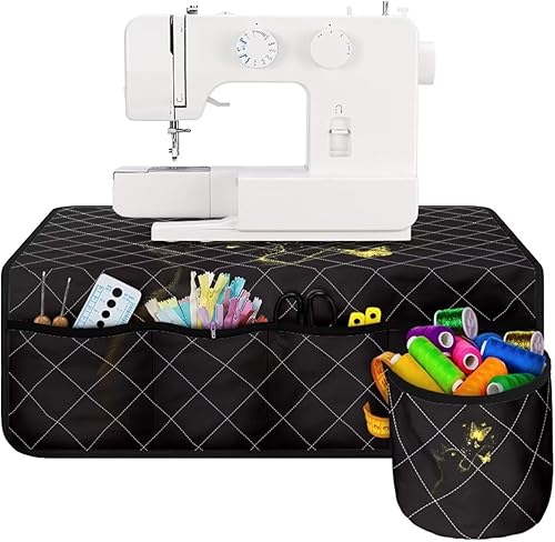 Miniatura 73 de Estera de máquina de coser con flores brillantes y florales bohemias, reduce la vibración, antideslizante, organizador duradero