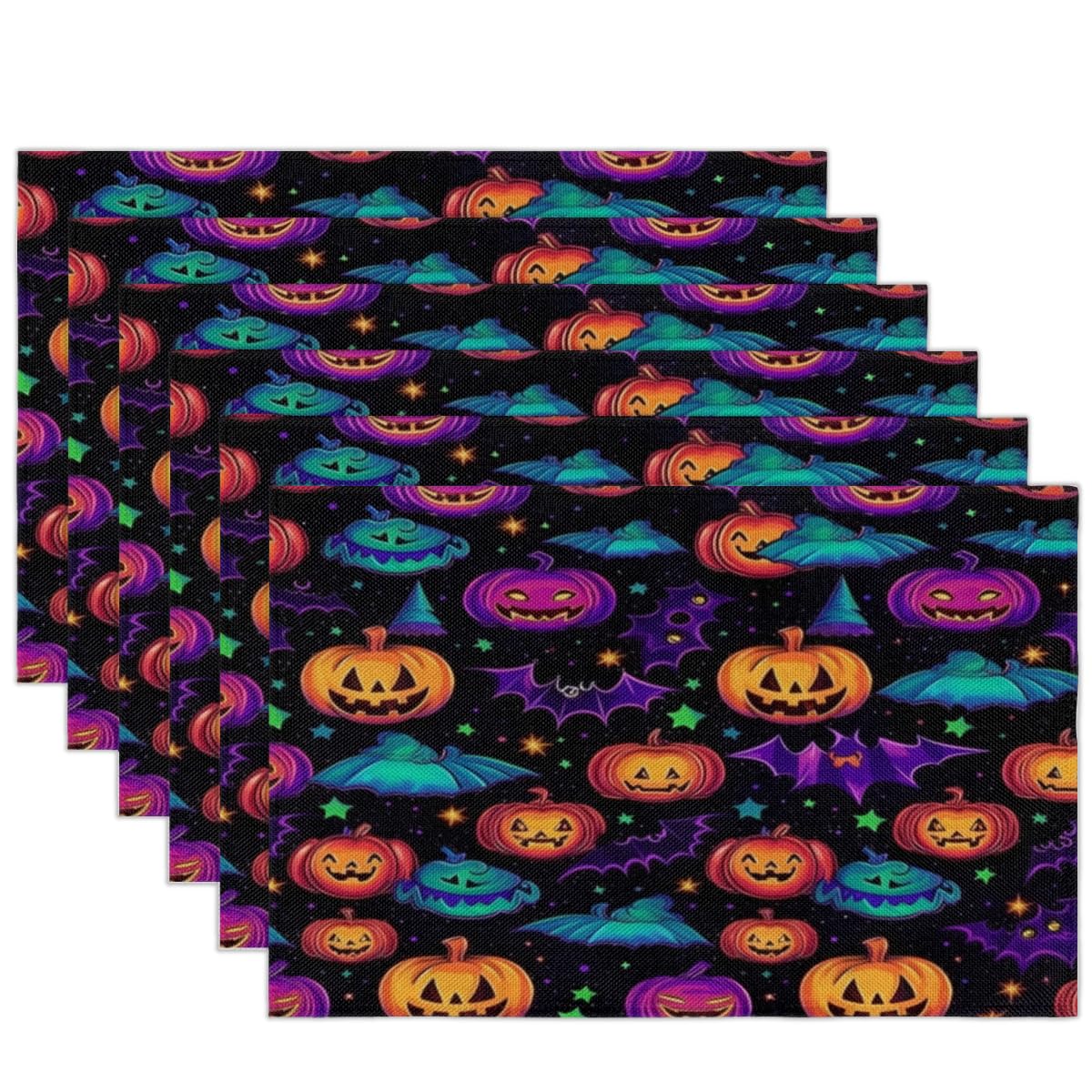 PRETYZOOM 6er-Set Halloween-Tischsets In Fledermaus-Form – Rutschfeste Tischdeko Für Gruselpartys (ca. 43 X 25 Cm, Schwarz)