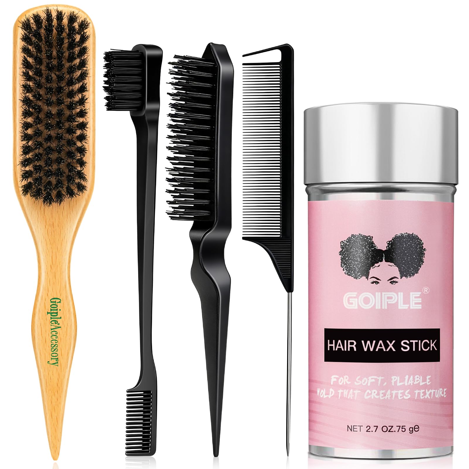 Amazon.com : Slick Back Hair Brush Set Teasing Boar Bristle Brush