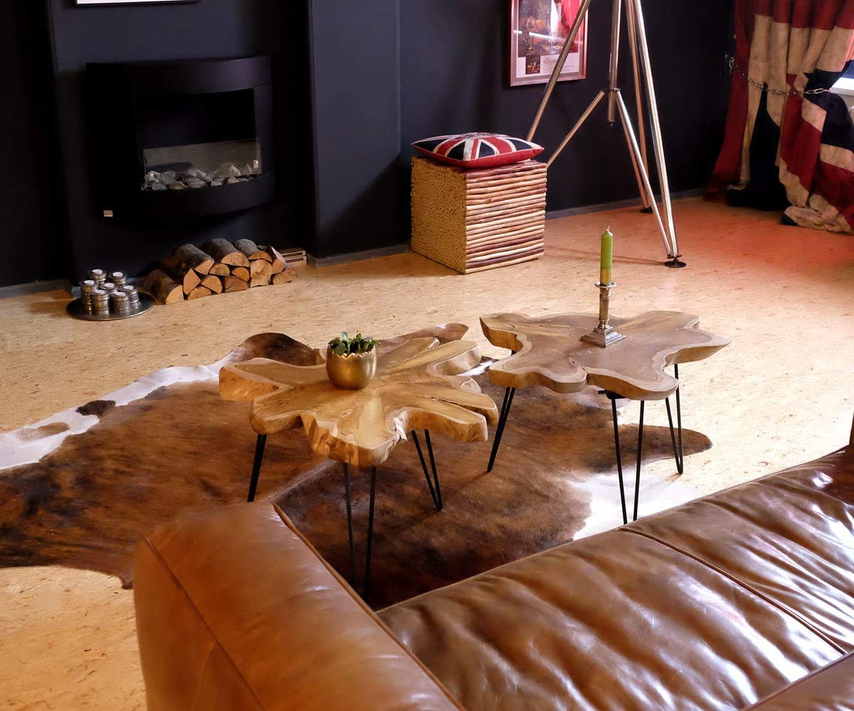 Mesa plegable de madera de teca de diseño para salón, mesa auxiliar de madera, mesa de teca única, sobre estructura de metal, mesa de centro o disco plegable