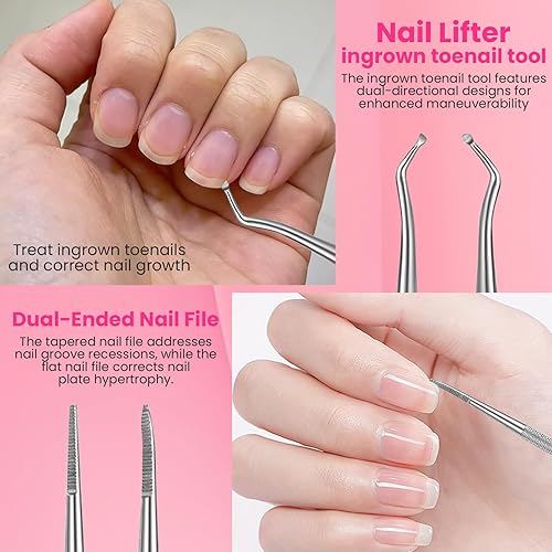 Miniatura 6 de Limas de uñas y bloques de pulidor con kit de preparación de uñas, cortador de cutículas de 0.197 in y empujador, herramientas de eliminación de