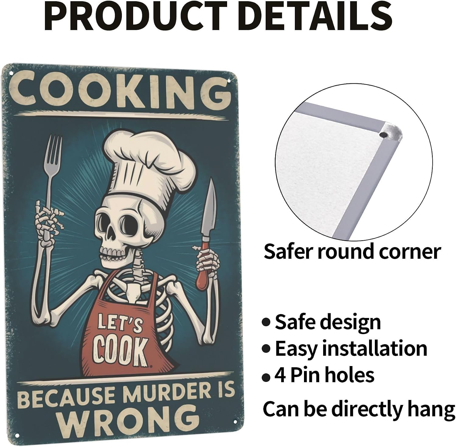 8x12 Inch Metal Sign Skeleton Chef Cooking Retro Wall Decor For Kitchen Wall Bakery Shelf Cafe Decor And Playful Spaces Indoor Decor Indoor Decor image 4