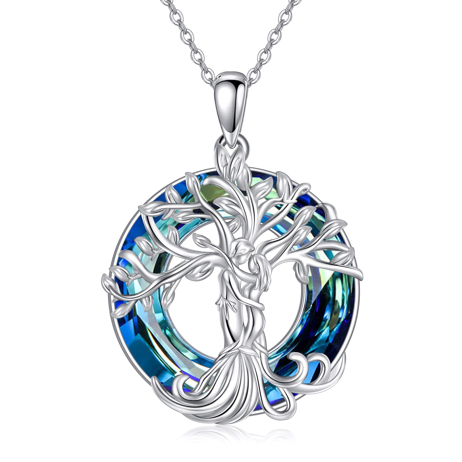 URONE Collana con albero della vita, in argento Sterling 925, con ciondolo a forma di albero della vita, con ciondolo a forma di albero della vita, con gioielli
