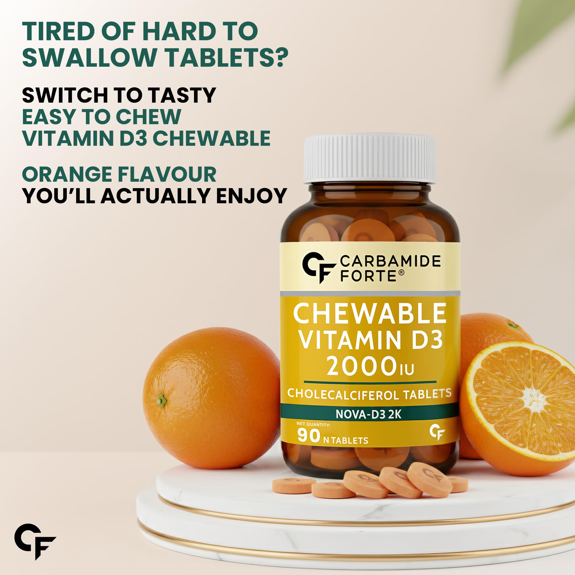 Carbamide Forte Vitamin D3 2000IU | Vitamin D3 Supplements For Men & Women - Cholecalciferol Tablets | Vitamin D Tablets For Bones & Immune Health | Raspberry Flavoured - 90 Tablets 2