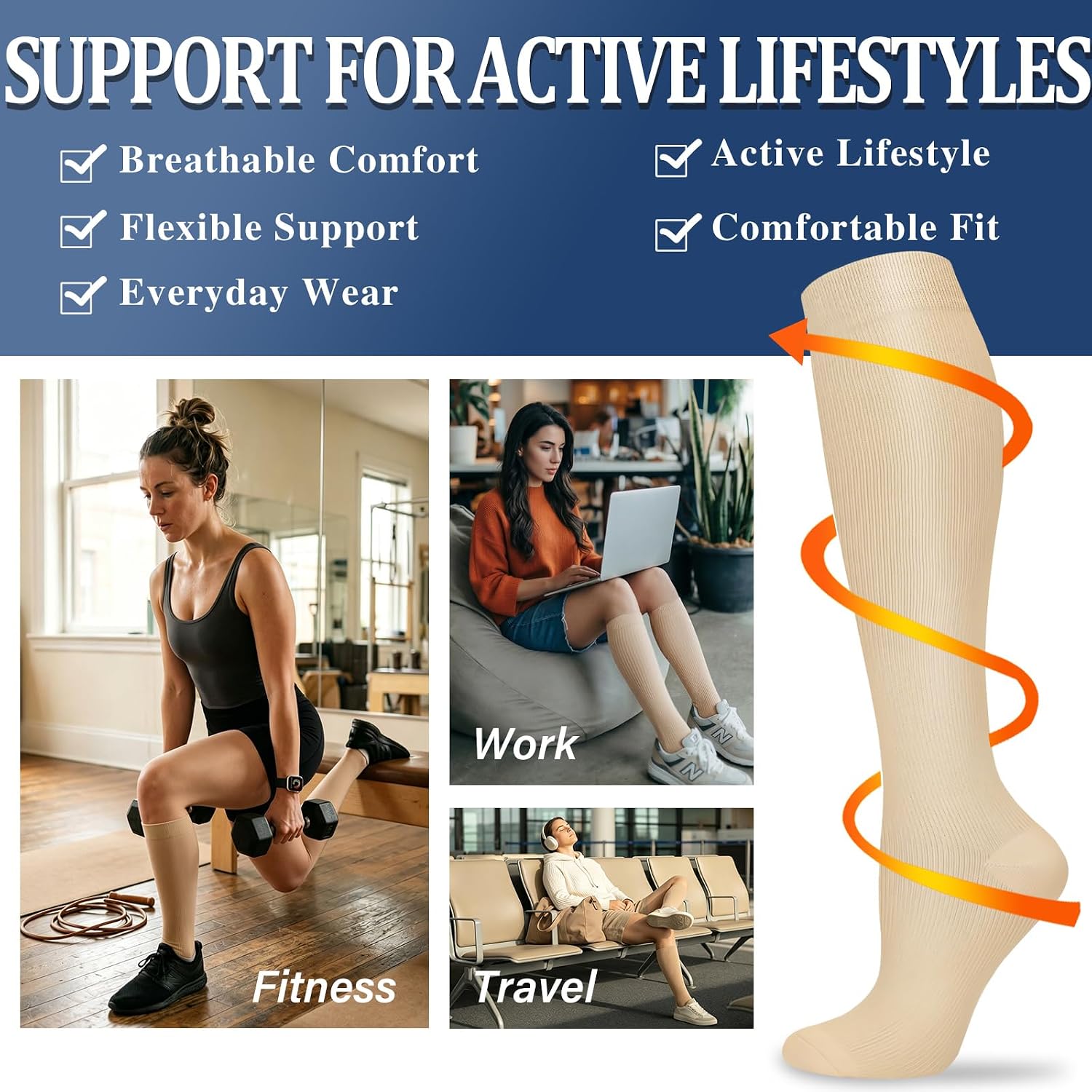 Sooverki Compression Socks for Women and Men Circulation (3/4 Pairs) is Best Support for Running Athletic Cycling Hiking