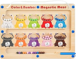 WOODMAM Magnetic Color and Number Maze, Wooden Magnet Maze Montessori Toys for 3+ Years Old, Learning & Education Toys for Preschoolers, Fine Motor Skills Toys for Boys Girls 3 4 5 Years Old
