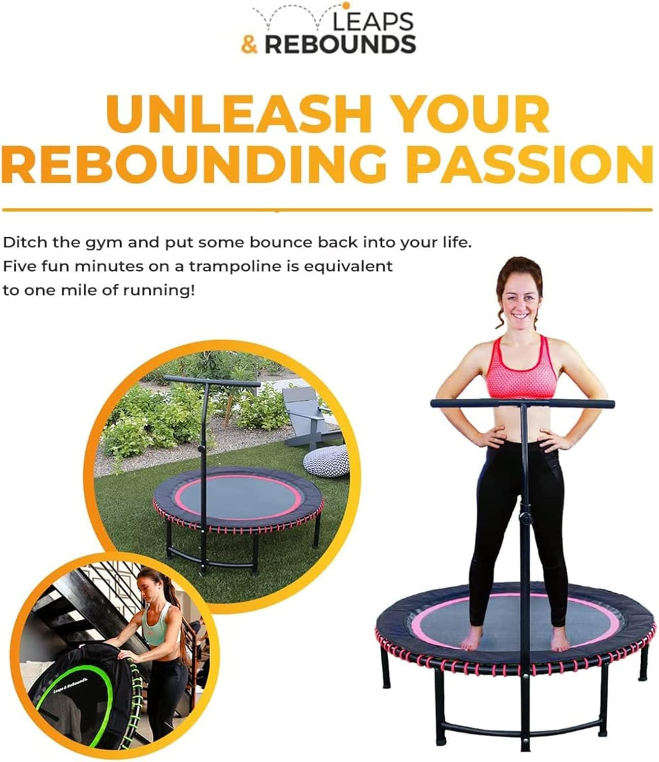 LEAPS & REBOUNDS Adjustable Trampoline Stabilizer Bar for 48 inch L&R Fitness Trampolines (Bar Only)