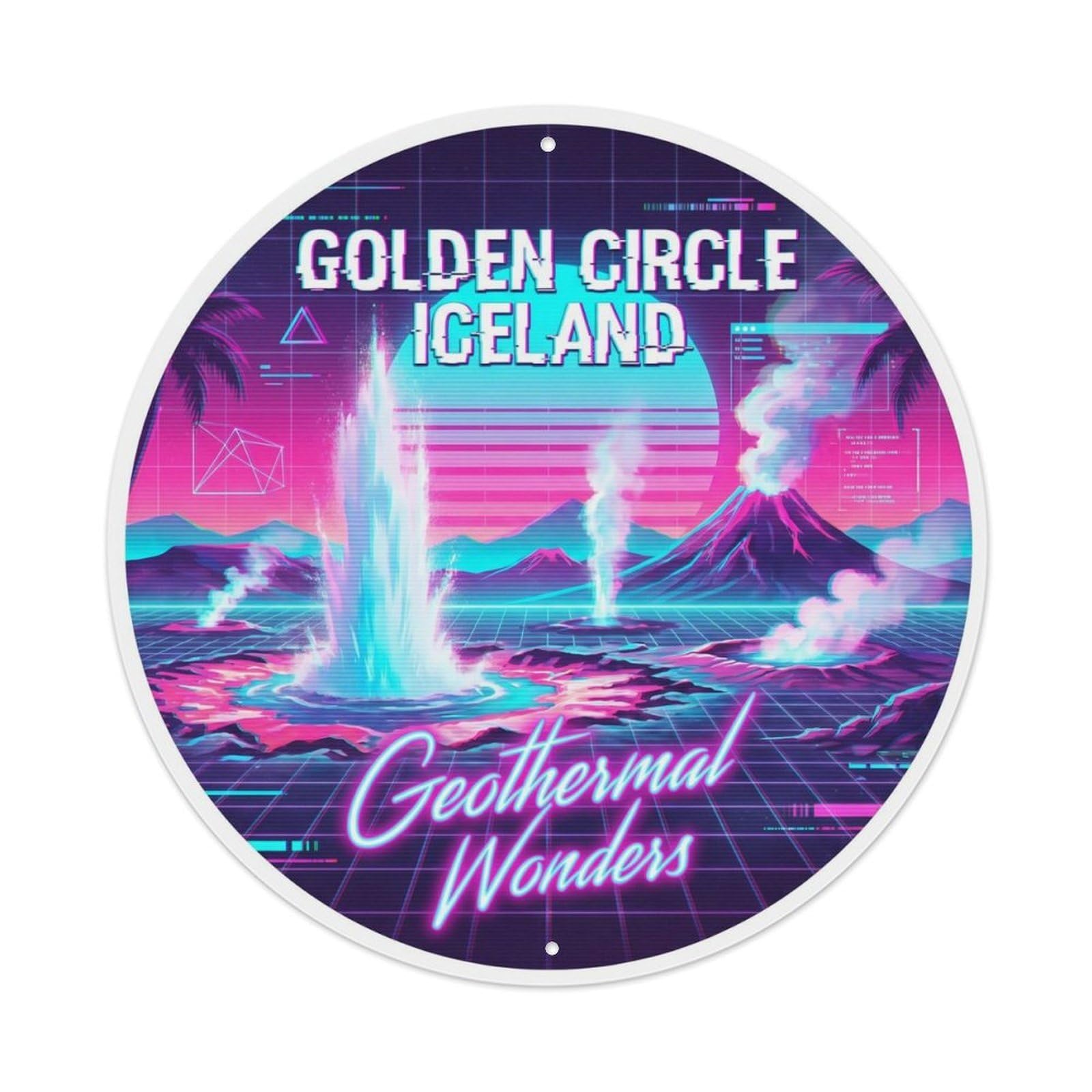 Vintage Travel Golden Circle Iceland Viewpoint Metal Tin Sign