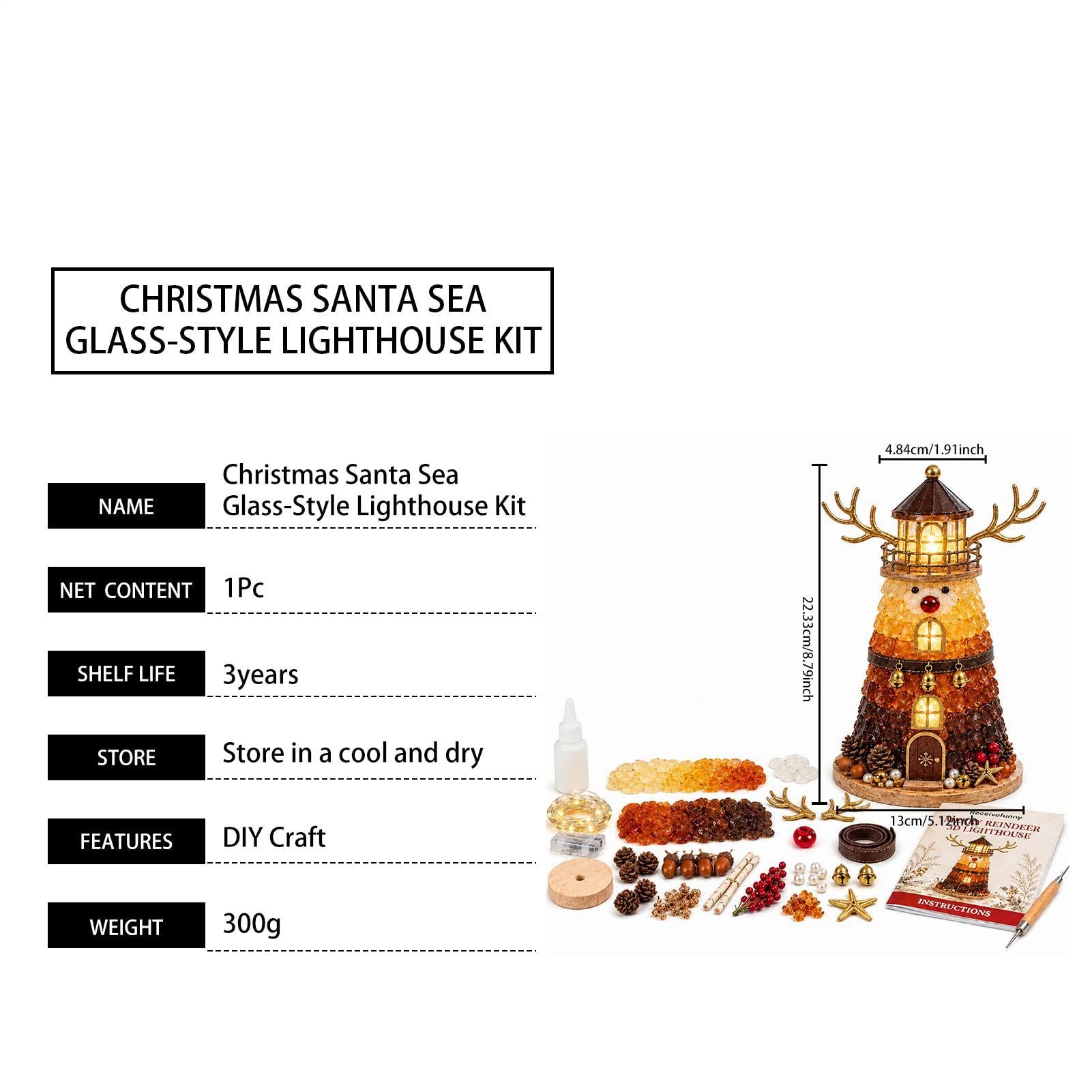Weihnachts-Kunst-Set aus Marineglas, Lichtturm, 3D, leuchtende Dekoration