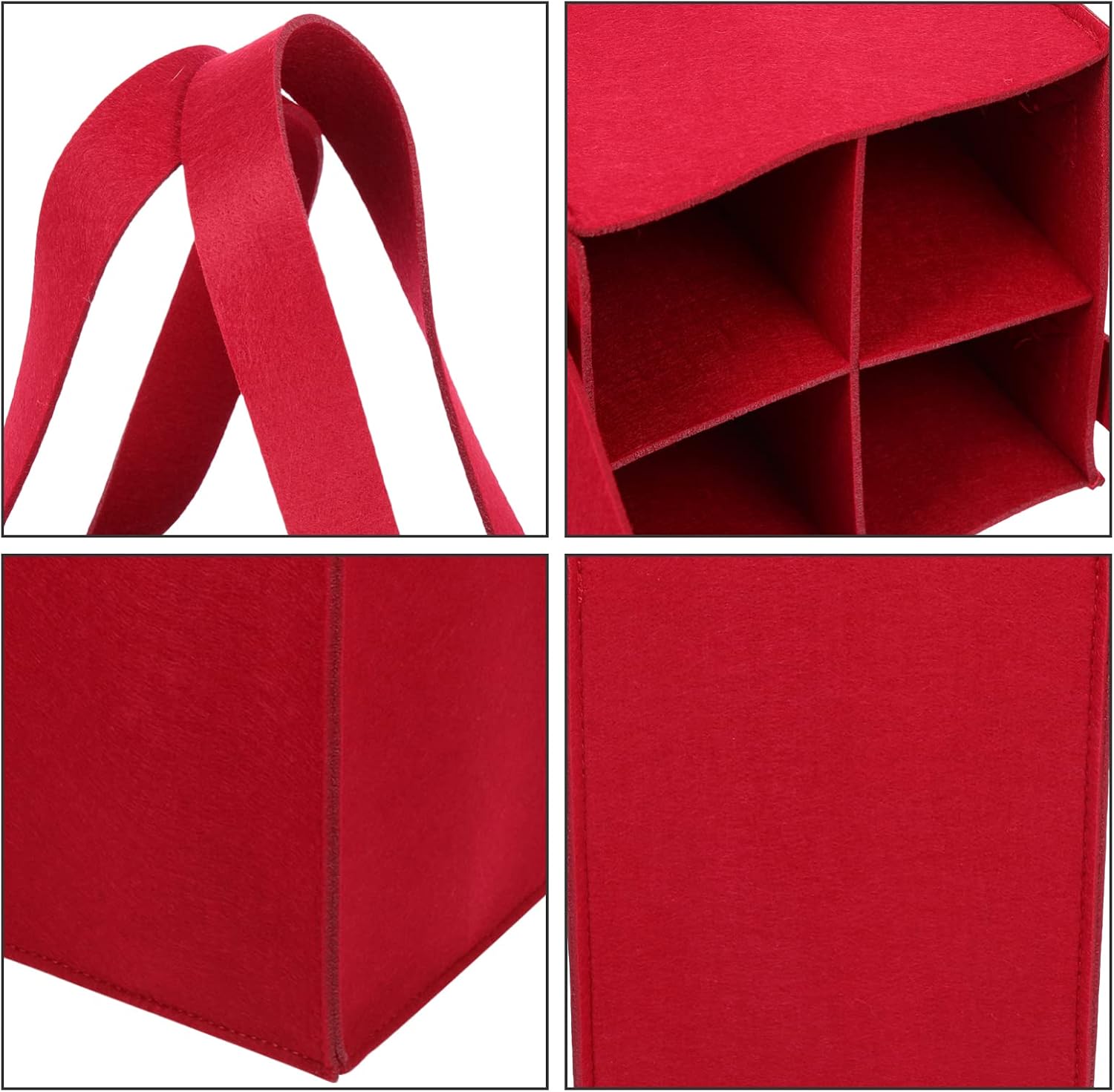 Reusable Felt Wine Bag Set for 4 Bottles 2pcs Red