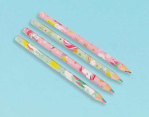 amscan Lápices multicolor de unicornio – Paquete de 8 (7.38 pulgadas) – Perfecto para arte, dibujo y creatividad