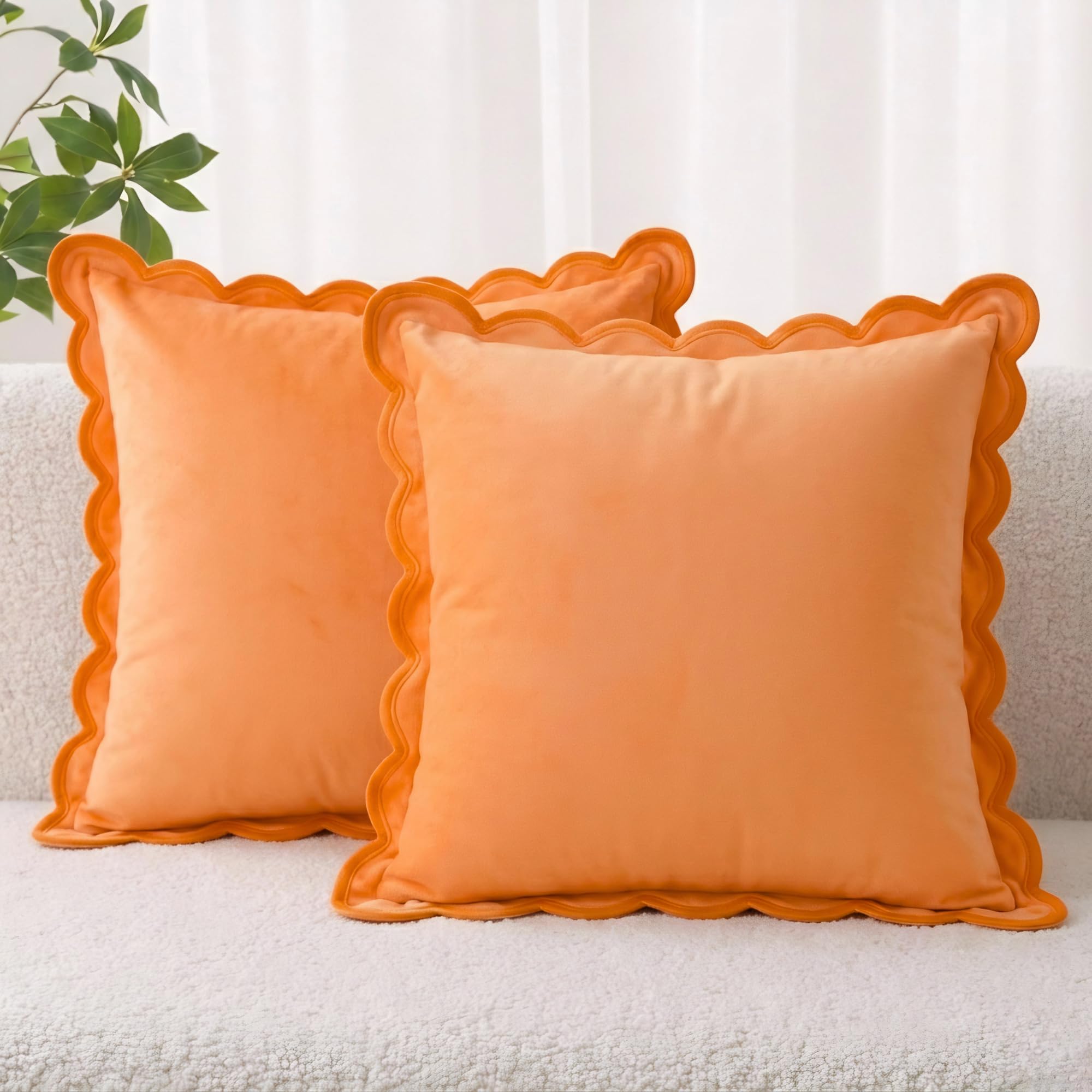 Folkulture Fall Throw Pillow Covers for Couch, 18x18 Decorative Couch Pillows for Living Room, 100% Cotton Boho Pillow Case or Cute Outdoor Pillows, Preppy or Aesthetic Pillow Cover (Terracotta)