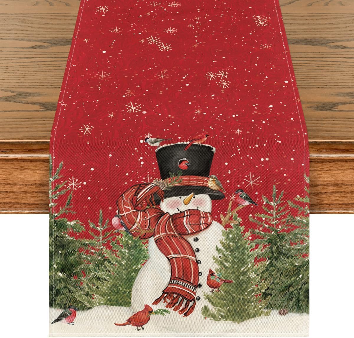 Christmas Table Cloth 33 x 183 cm Christmas Table Decoration, Table Runner for Christmas, Christmas Tree Tablecloth Rectangular, Party Table Cover for Xmas Party Home Dining Table Decorations (A)