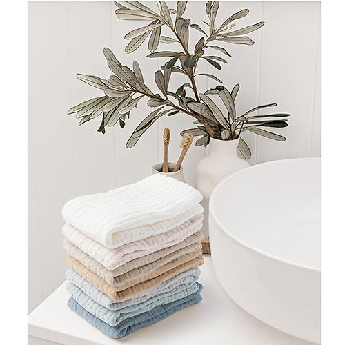 Miniatura 5 de Konssy Paquete de 7 paños de lavado suave para lavar la cara, toallas faciales de algodón para pieles sensibles, removedor de maquillaje facial,