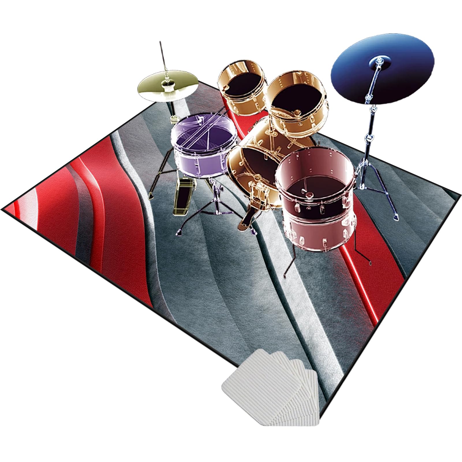 160 x 140 cm Drum Teppich, Schlagzeugteppich, Drum Rug, Trommelteppich mit rutschfester Unterseite für Schlagzeug, Elektrisches Schlagzeug Teppich für Studio, Wohnung, Music Carpet Innen und Außen