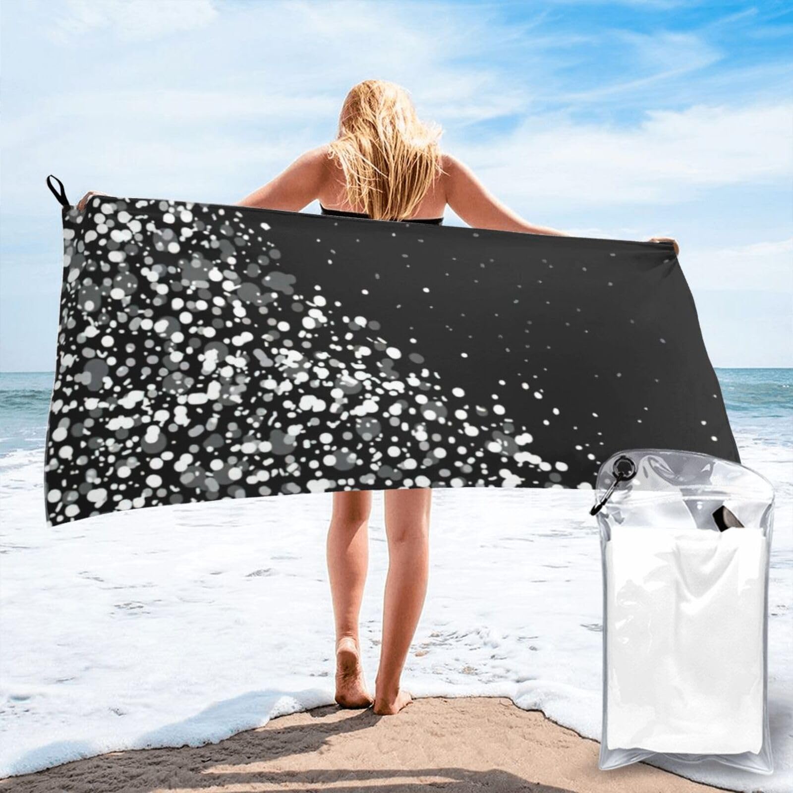 Toalla de adulto con brillo negro para playa, gimnasio y yoga ligera
