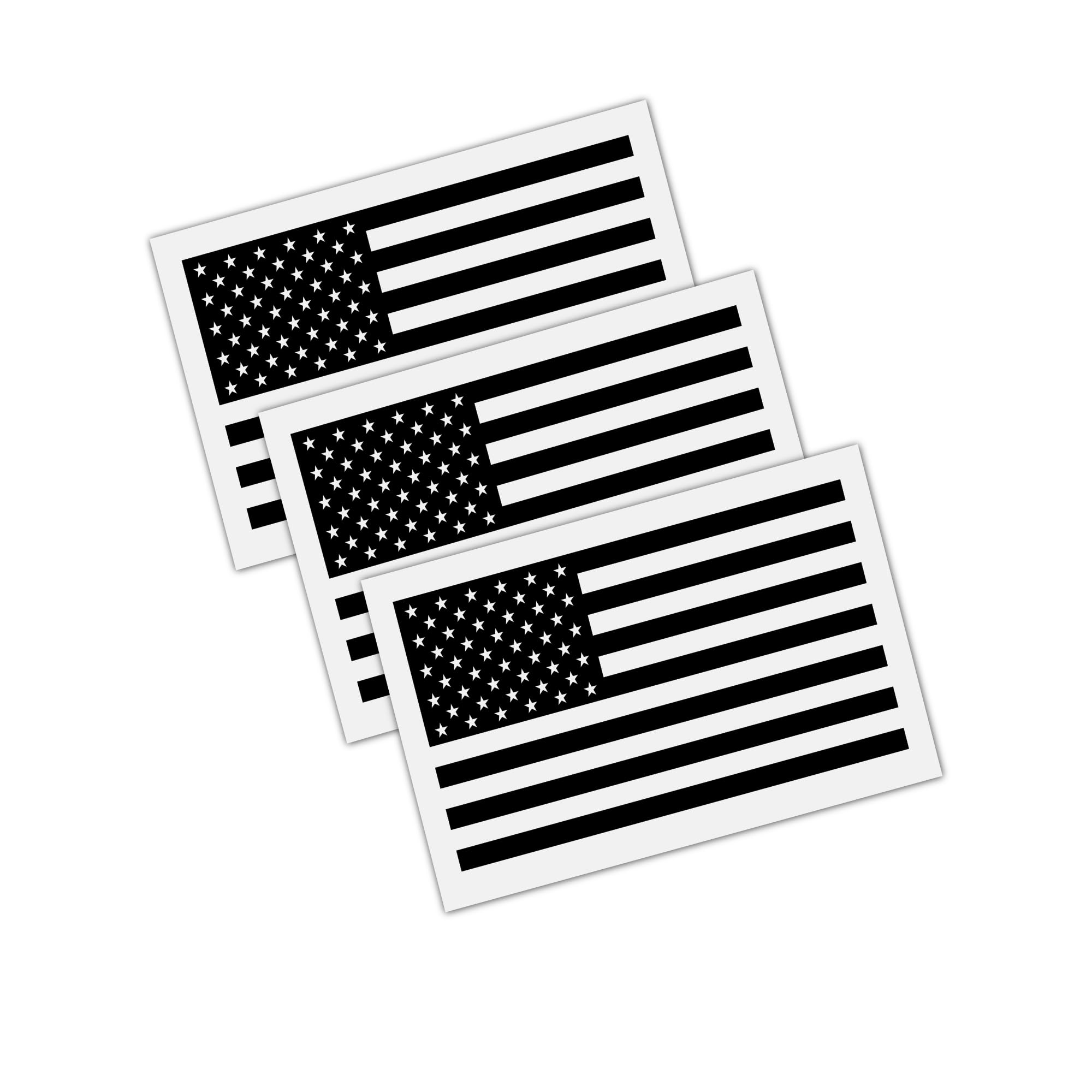 American Flag US Vinyl Sticker Decal [Pick Color/Size] Tactical Military for Car Truck Window Bumper Laptop Hard Hat Tumblers Helmet (5in x 3in (3-Pack), Matte Black)