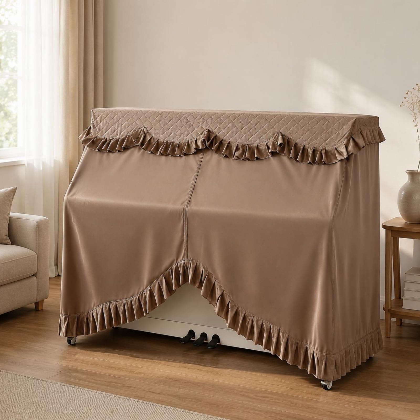 TISHITA Copertura per Pianoforte Verticale Copri Pianoforte Copripolvere Tastiera Rivestimento in Flanella a Caduta Uniforme Adatta a Riduzione Polvere Aula Musica Casa154x123x34cm