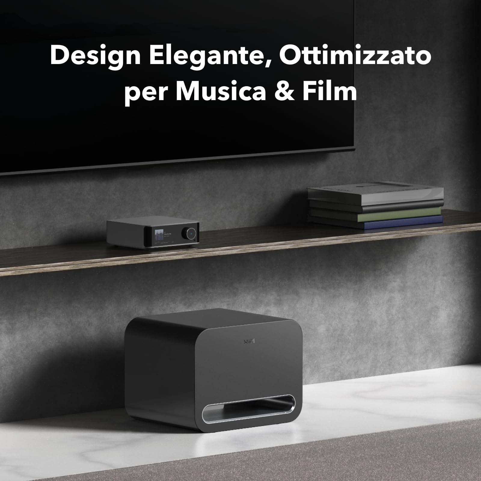WiiM Sub Pro – 8" 250 W Subwoofer Intelligente Senza Fili | Taratura AI RoomFit™ | Wi-Fi 6 e Bluetooth 5.3 | 25 Hz Bassi Profondi | Funziona con Streamer, Ampere e Qualsiasi Sistema RCA Sub-Out