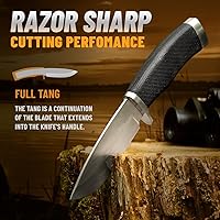 Vista 4 de Cuchillo de caza con vaina de supervivencia para hombres, el mejor cuchillo táctico para acampar, caza, senderismo, herramienta de accesorios