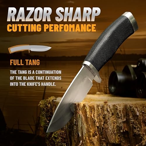 Miniatura 4 de Grand Way Hunting Knife - Survival Knives for Men - Best Tactical Camping Hunting Hiking Knife - Bushcraft Field Gear Accessories Tool - Fixed Blade