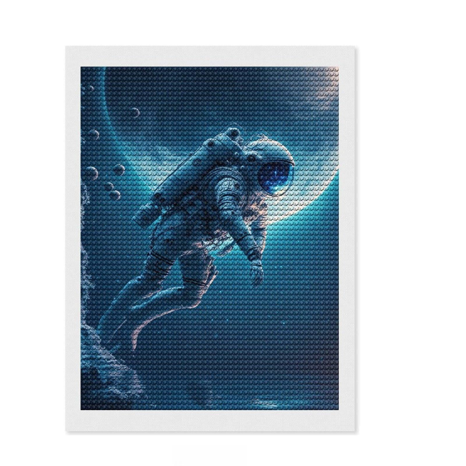 Junmoney Astronaut in The Ocean Diamond Painting Kit 12"x16", for Teens, Living Room Decor, Calming Craft to Unwind, Holiday Gift Idea