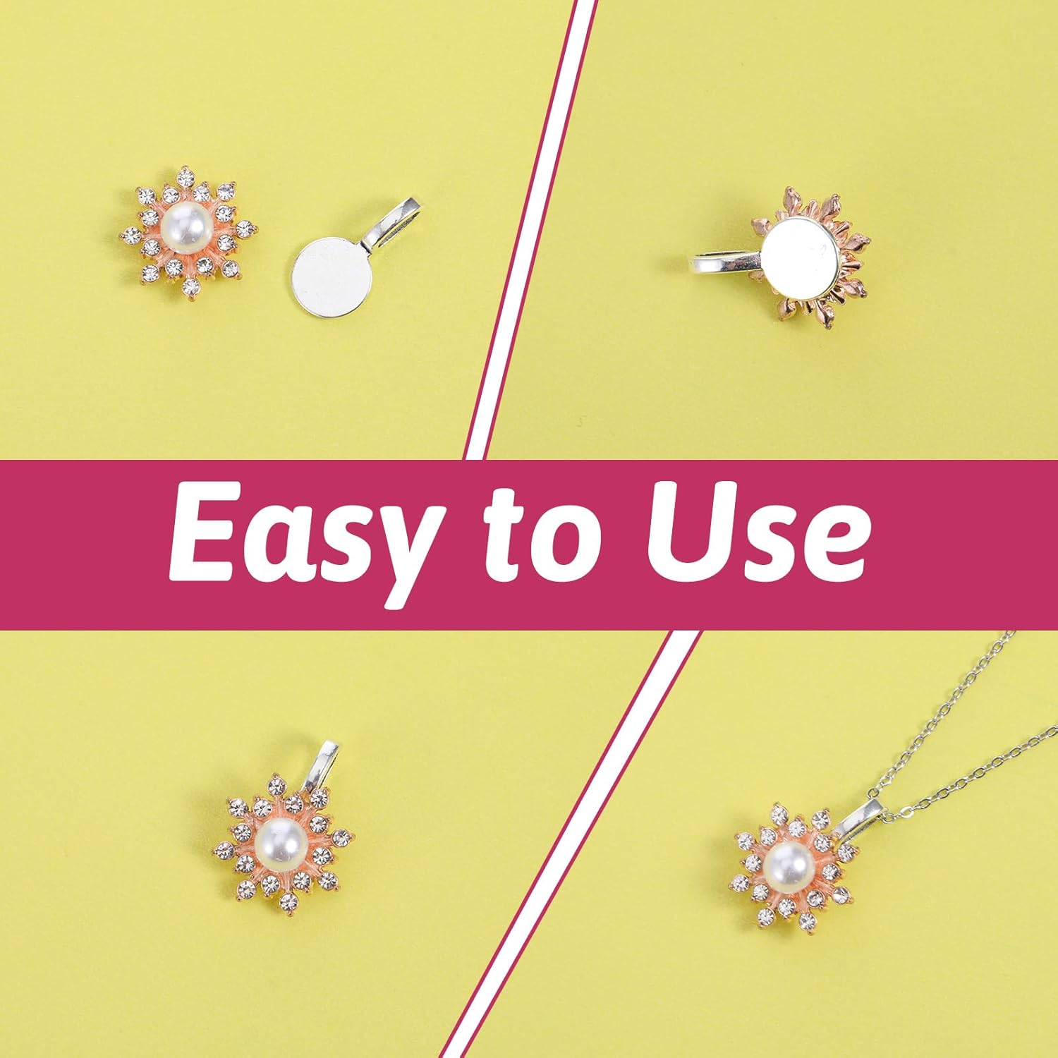 120 PCS Bails for Jewelry Making, Silver Alloy Glue on Flat Pad Bails Round Pendant Connector Hanger for DIY Necklace Earrings Charms Crafts Accessories 18 mm X 9 mm - Image 3