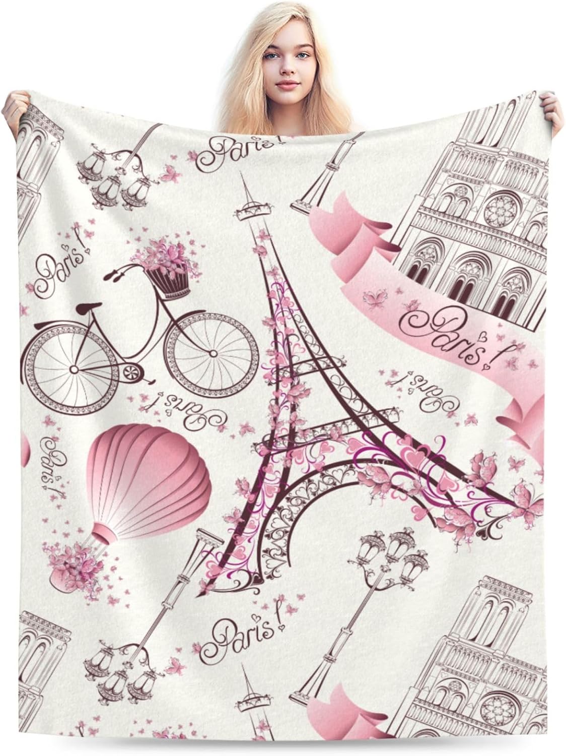 Paris Romance Throw Blankets All Season Ultra Soft Warm Eiffel Tower Fleece Blanket for Home Bed Sofa Couch Chair Outdoor Travel Camping 40x30 Inch - Image 6