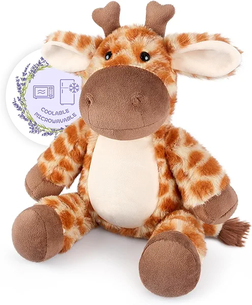 SuzziPals Giraffe Stuffed Animal, Heatable & Coolable Plushie, Microwavable Heating Pad for Soothing & Relaxation, Cute Plush Toy, Giraffe Gifts for Kids & Adults