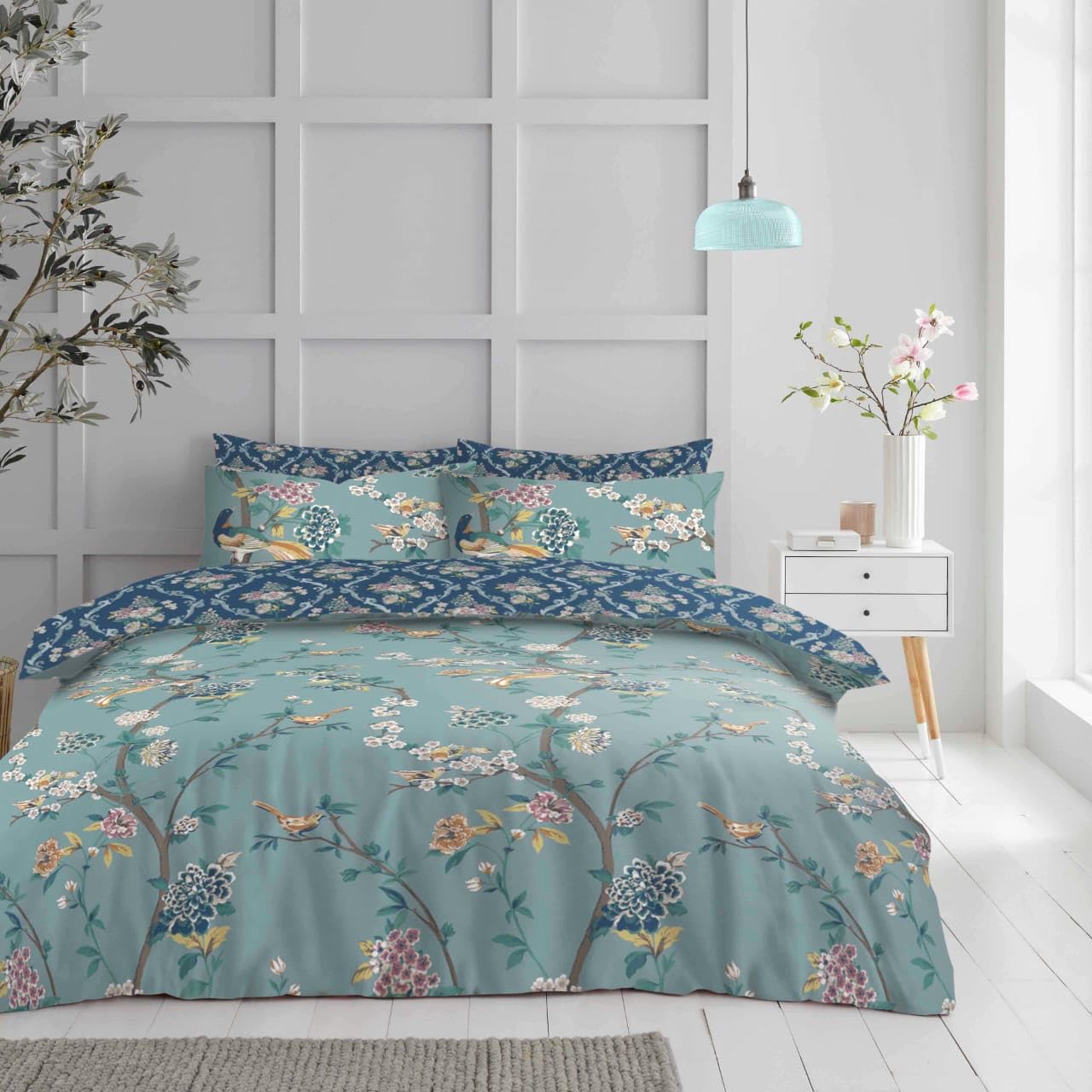 Style Spot New Complete Duvet Cover Set Bedding Set With Pillowcase Beautiful Design Ultra Soft Reversible Poly Cotton Quilt Covers Set (Lilly, Double)