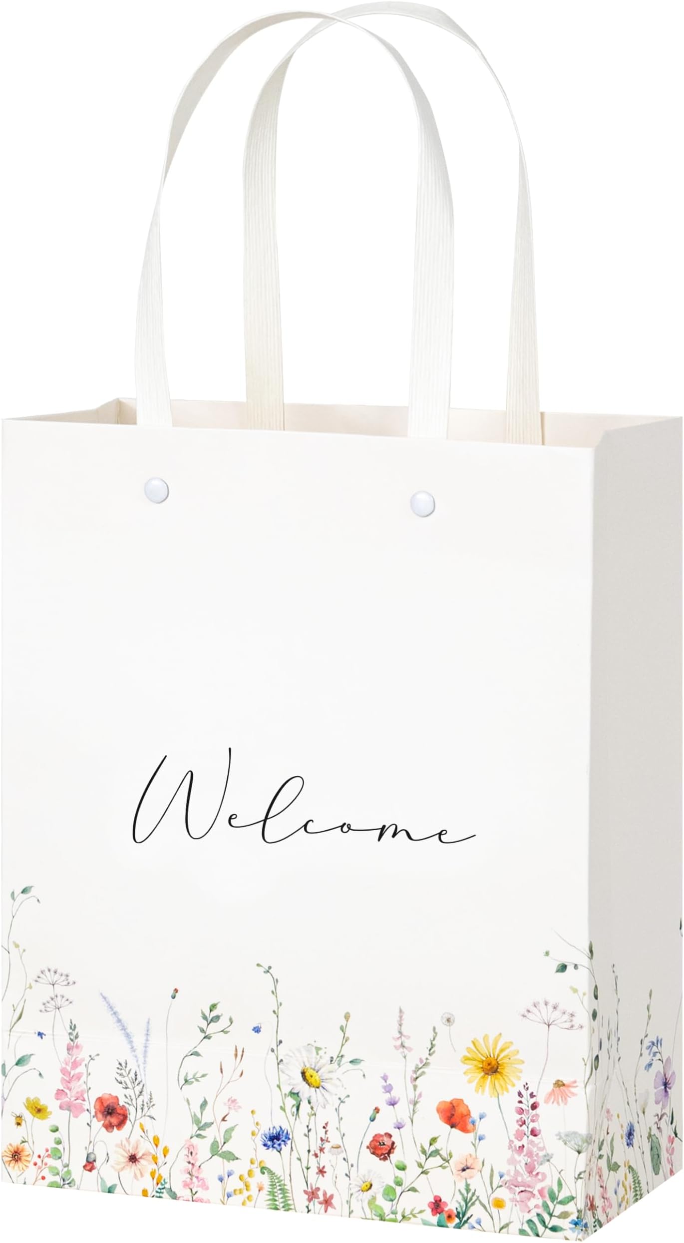 Wildflower Welcome Gift Bags for Wedding Hotel Guests, Bridal Baby Shower, 10"x8"x4", 25 Pack