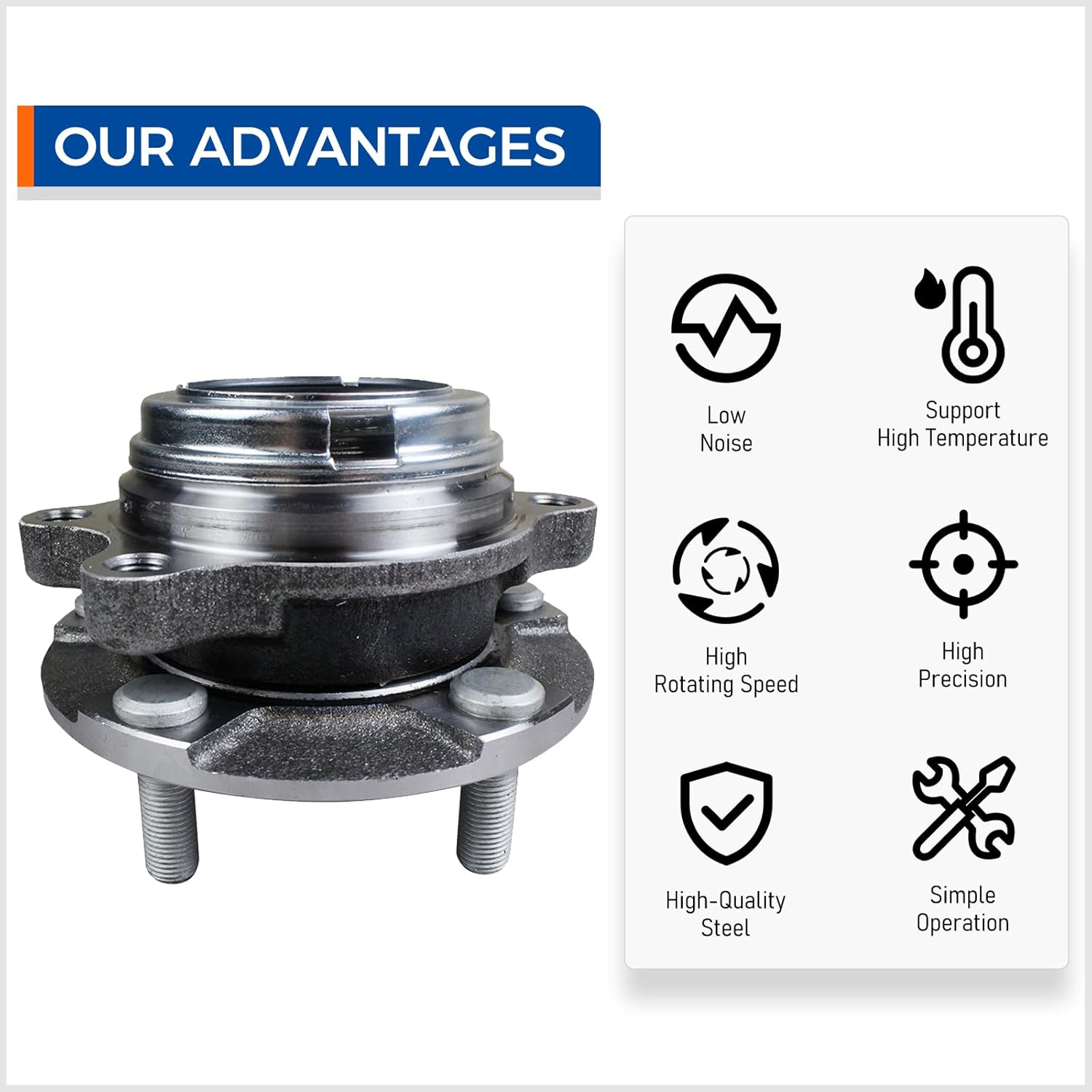 PAROD 【Pair of 2】513335 AWD Front Wheel Hub Bearing Assembly Fit for Infiniti G25, G35, 2009-2013 G37, 2015 Q40, Q50, Q60, Q70, Q70L, QX50, QX70, EX35, FX35, EX37 FX37, FX45, FX50, M35, M37, M45,M56