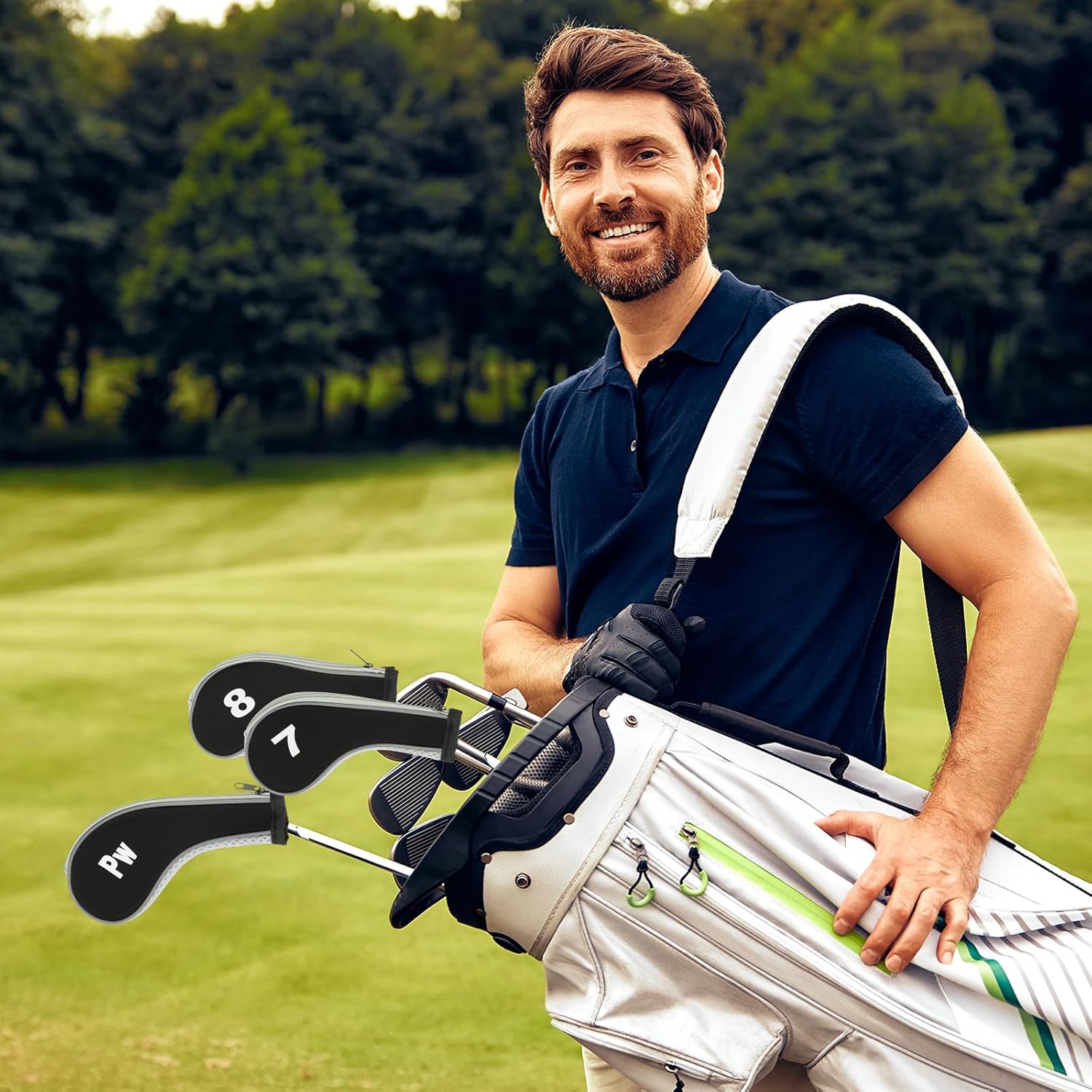 PATIKIL Golf Club Head Cover, Number Golf Club Irons Covers Neoprene Driver Headcover Golf Lovers Gifts
