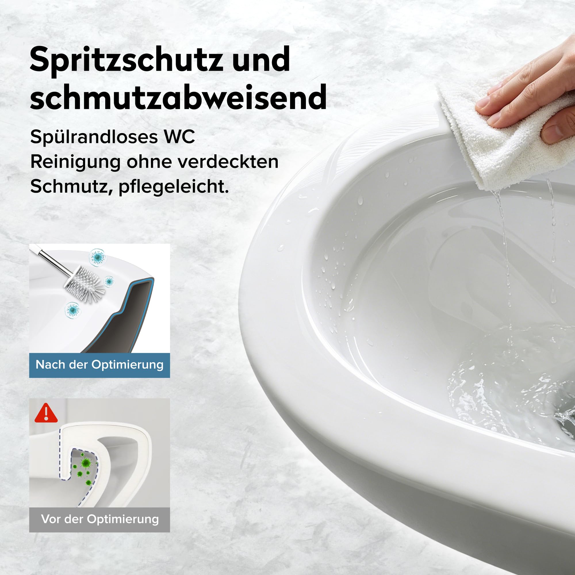 doporro Hänge WC mit Bidet Funktion, weiß Toilette Tiefspüler, Wand WC Spülrandlos mit Absenkautomatik, leises und sparsames Spülsystem 3/4,5 l, 50 x 36 x 36 cm, Aachen179 neu