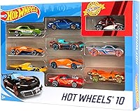 Vista 5 de Hot Wheels Juego de 10 camiones y autos de juguete a escala 1:64 para niños y coleccionistas, los estilos pueden variar [Exclusivo de Yaxa]