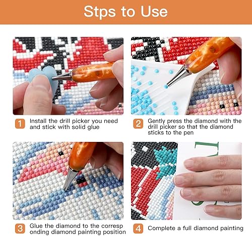 Miniatura 5 de WELYEA Bolígrafo de pintura de diamante  Bolígrafo de resina de arte de diamantes de acero inoxidable con puntas de metal 5D accesorios de pintura