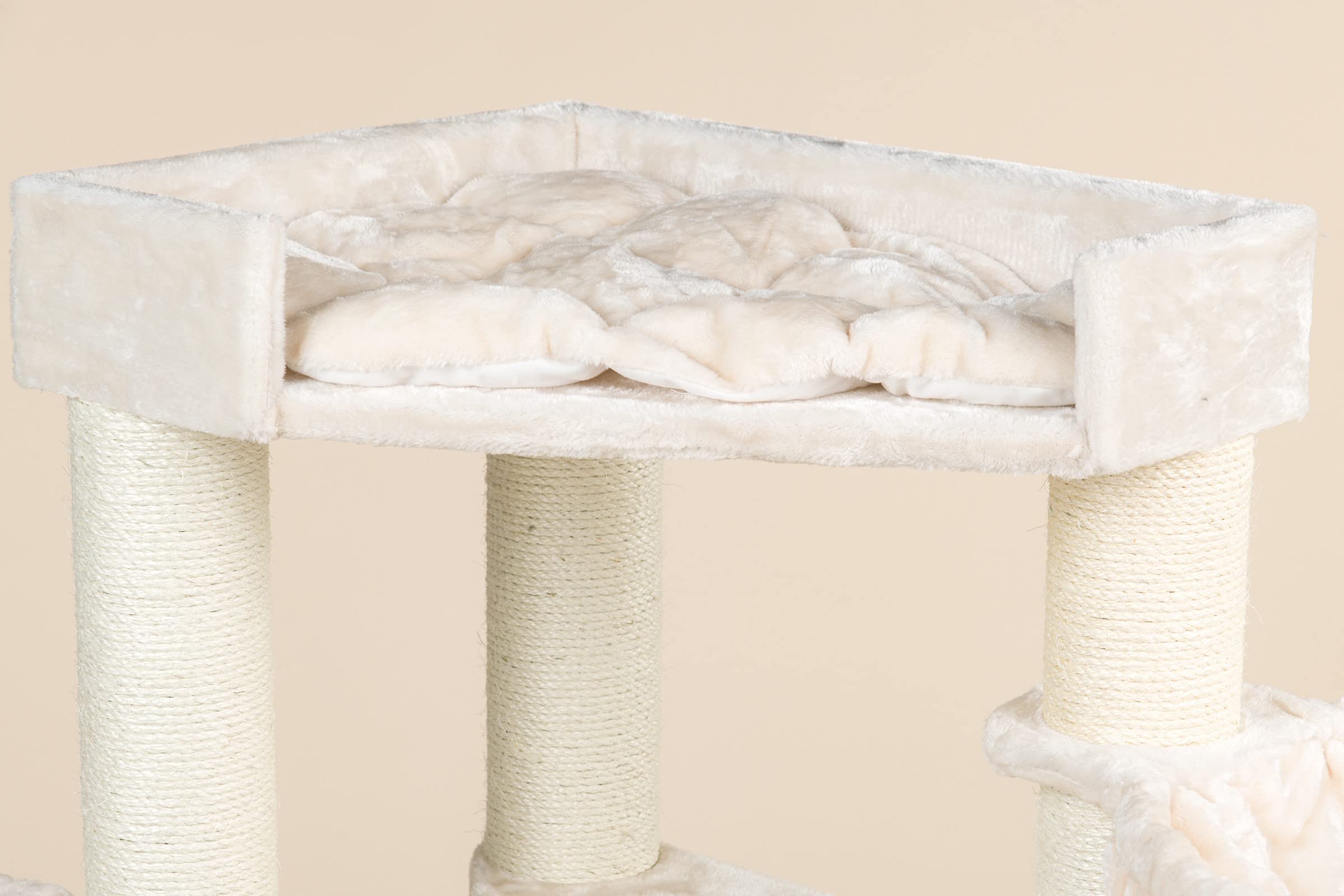 RHRQuality Árbol rascador para Gatos Grandes - Corner Coon Beige - con Postes de sisal Extra Gruesos de 12 cm