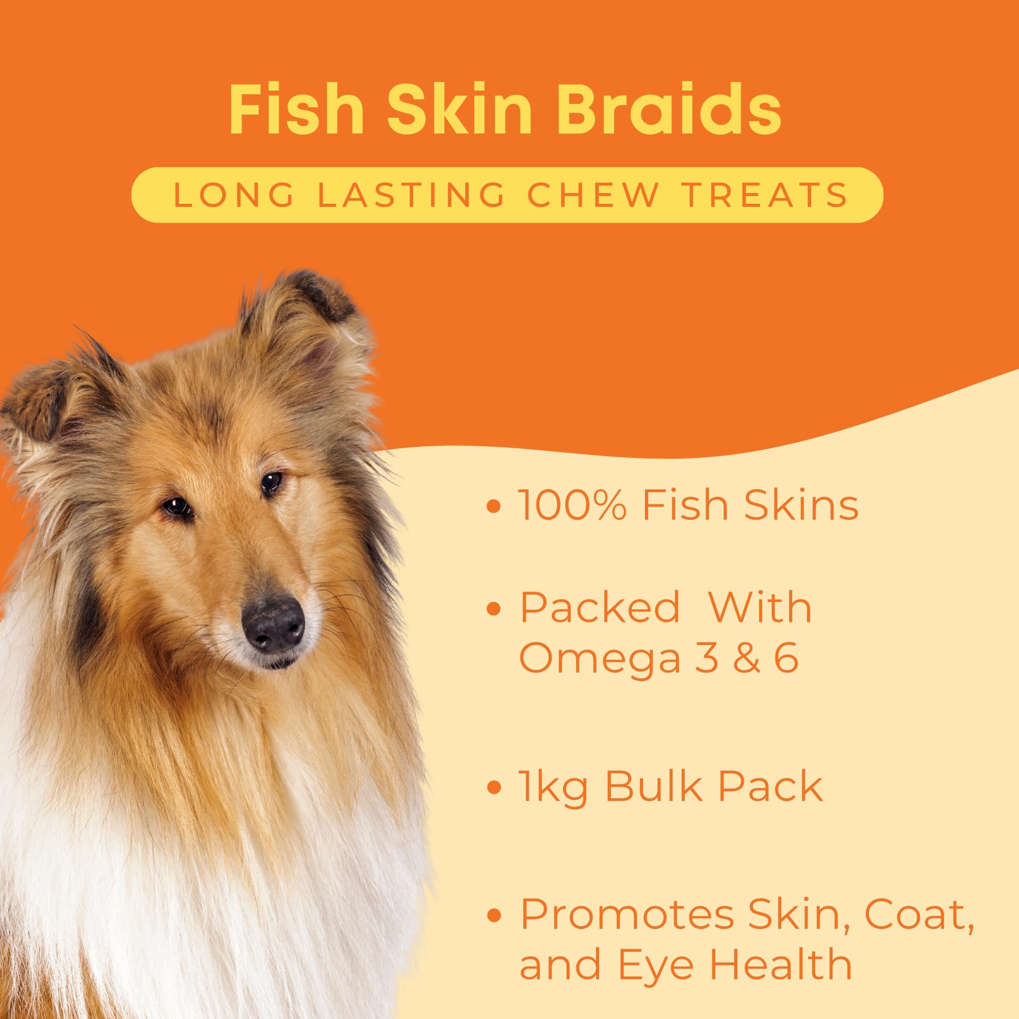 Dog & Field Fish Skin Braids For Dogs - 1kg. 100% Natural Dog Chews, With Essential Omega 3 & Omega 6 Oil - Image 2