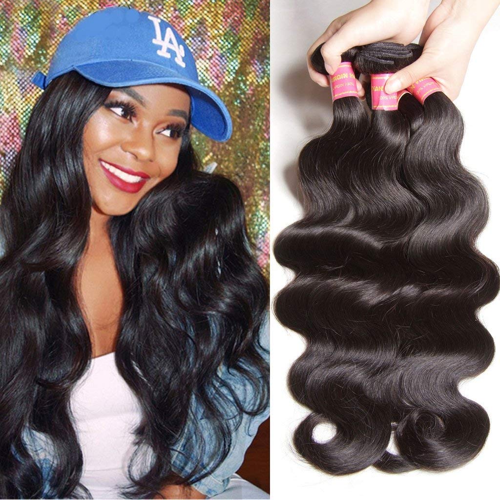 Yilian ALI JULIA Hair 10A Grade Malaysian Virgin Body Wave Hair Weft Cheap 100% Unprocessed Human Hair Weave Extensions Natural Black Color 95-100g/pc(14 16 18 Inch)