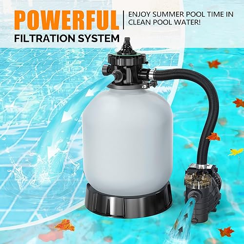 Miniatura 2 de VINGLI Filtro de piscina de arena de 16 pulgadas con una bomba de 34 HP de 115 V sobre el suelo bomba de piscina enterrada con cesta de filtro, 3435
