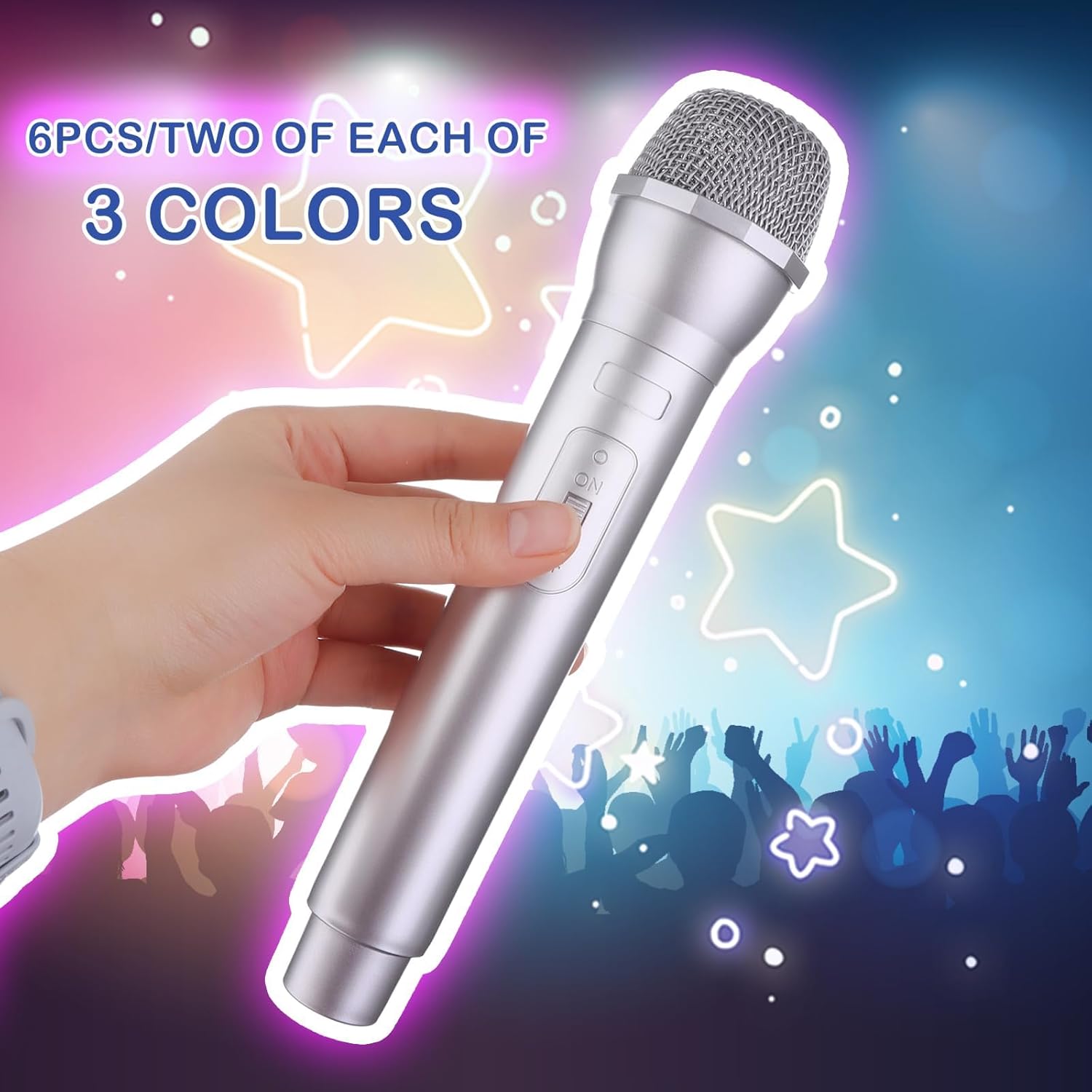 9 Pack Microphone Prop Play Plastic Toy Fake Microphone Simulate Speech Practice Fake Mic for Christmas Karaoke Fun Stage Costume Prop Birthday Party, 3 Color
