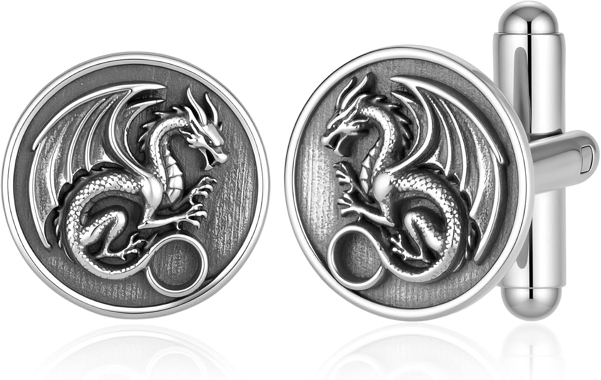 Cuff Links Men Silver Vintage Dragon Cufflinks Dragon Jewelry for Men Father